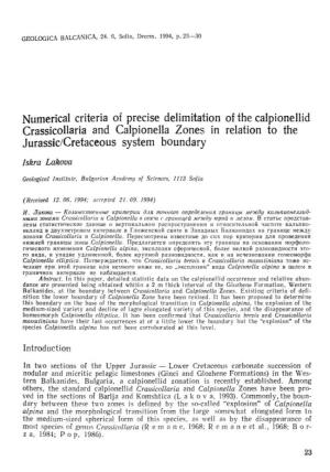 Numerical Criteria of Precise Delimitation of the Calpionellid Crassicollaria and Calpionella Zones in Relation to the Jurassic/Cretaceous System Boundary