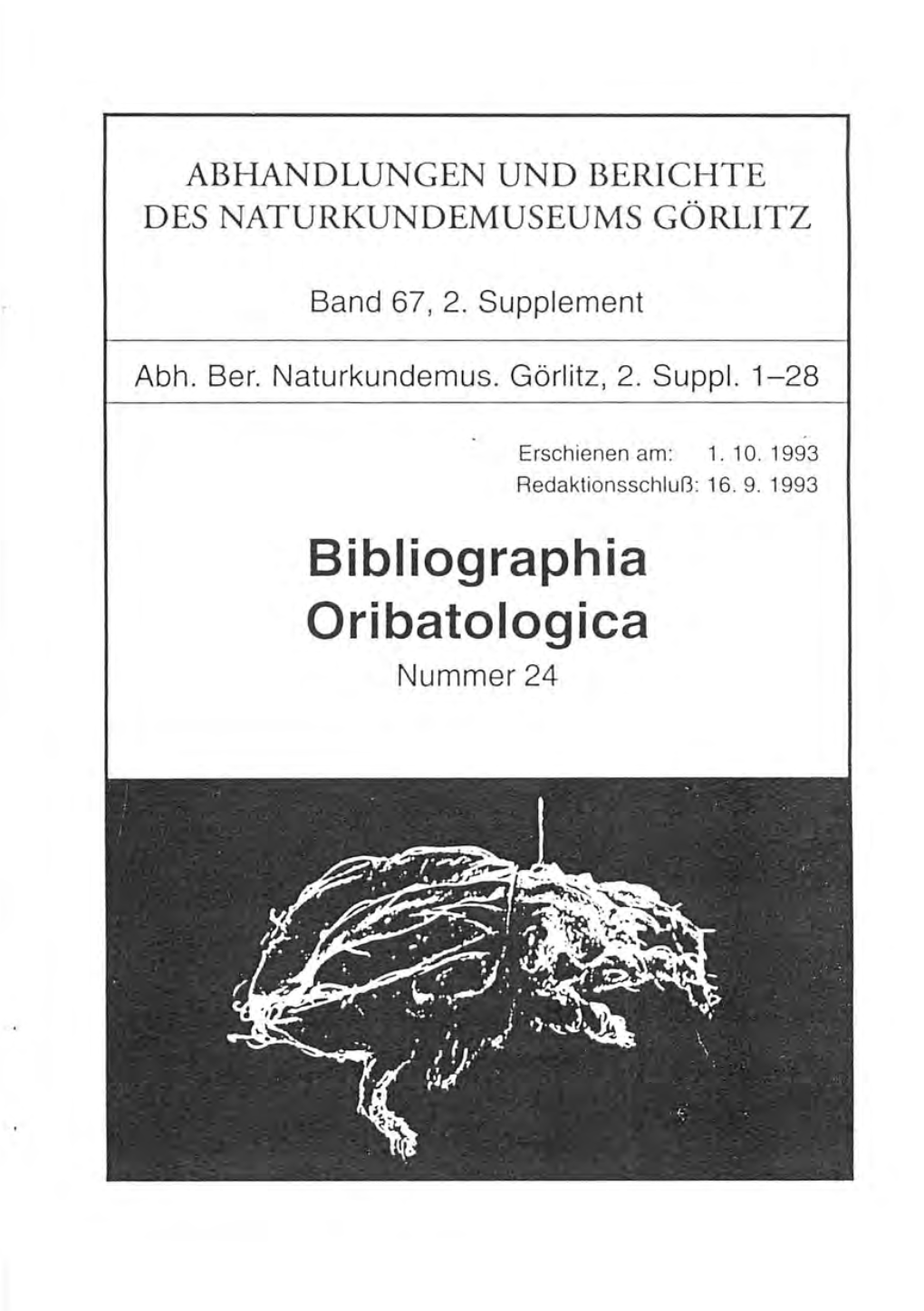 Bibliographia Oribatologica Nummer 24 Contents / Sommaire