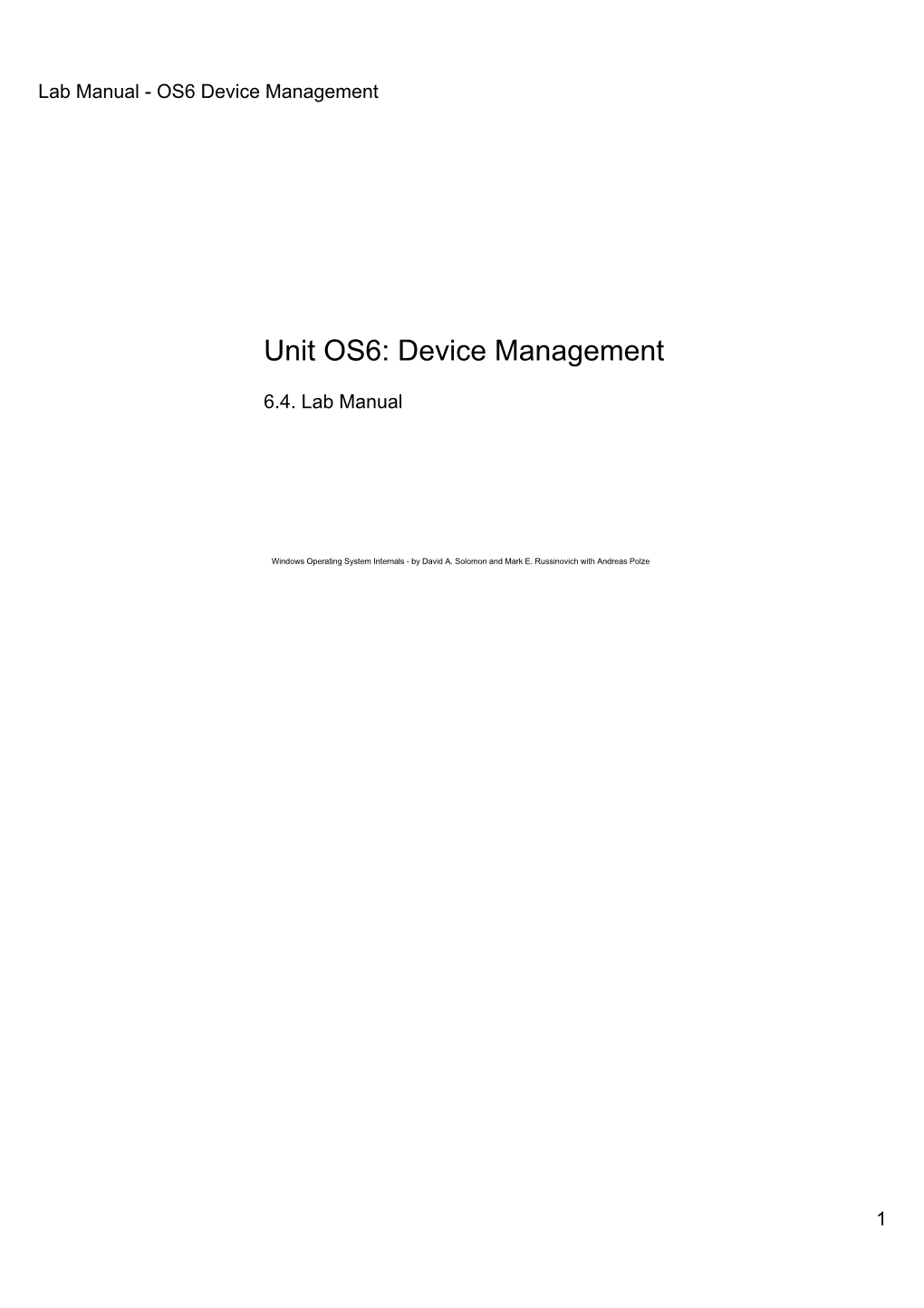 Unit OS6: Device Management