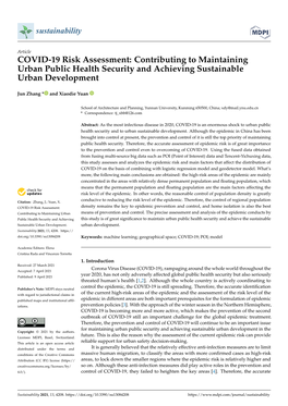 COVID-19 Risk Assessment: Contributing to Maintaining Urban Public Health Security and Achieving Sustainable Urban Development