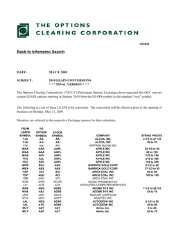 2010 Leaps Conversions * * * Final Version * * *