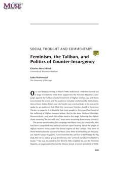 Feminism, the Taliban, and Politics of Counter-Insurgency
