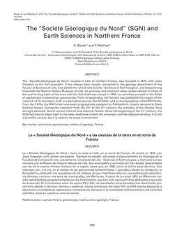 Société Géologique Du Nord” (SGN) and Earth Sciences in Northern France