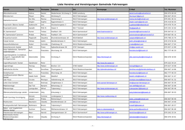 Liste Vereine Und Vereinigungen Gemeinde Fahrwangen