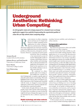 Underground Aesthetics: Rethinking Urban Computing
