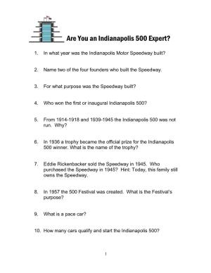Are You an Indianapolis 500 Expert?