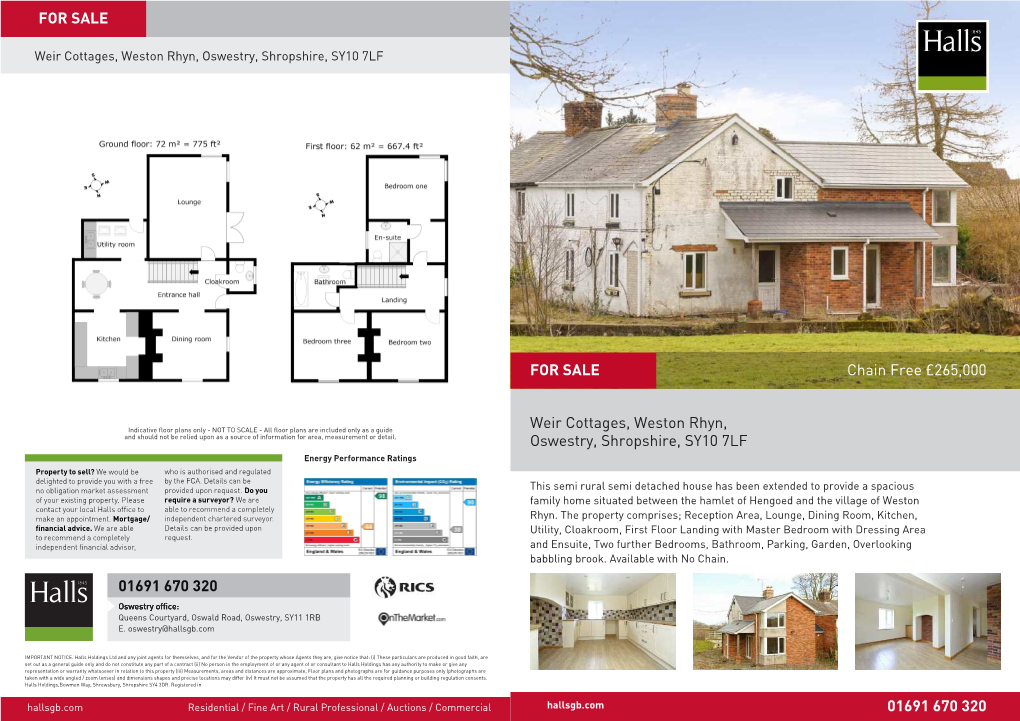 Weir Cottages, Weston Rhyn, Oswestry, Shropshire, SY10 7LF