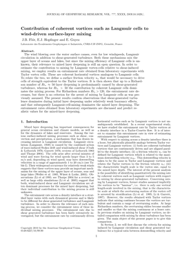 Contribution of Coherent Vortices Such As Langmuir Cells to Wind-Driven Surface-Layer Mixing J.B