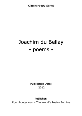 Joachim Du Bellay - Poems