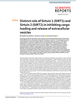 And Sirtuin 2 (SIRT2) in Inhibiting Cargo- Loading and Release of Extracellular Vesicles Byung Rho Lee, Bethany J