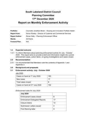 A Report on Monthly Enforcement Activity PDF 106 KB