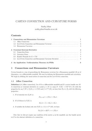 Cartan Connection and Curvature Forms