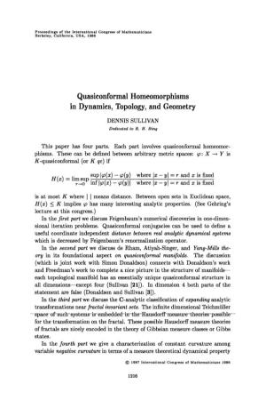 Quasiconformal Homeomorphisms in Dynamics, Topology, and Geometry