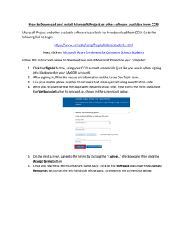 How to Download and Install Microsoft Project Or Other Software Available from CCRI