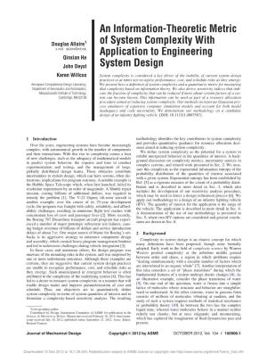 An Information-Theoretic Metric of System Complexity with Application