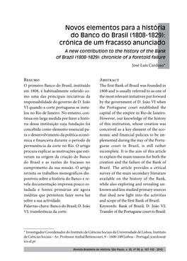 A New Contribution to the History of Banco Do Brasil (1808-1829)