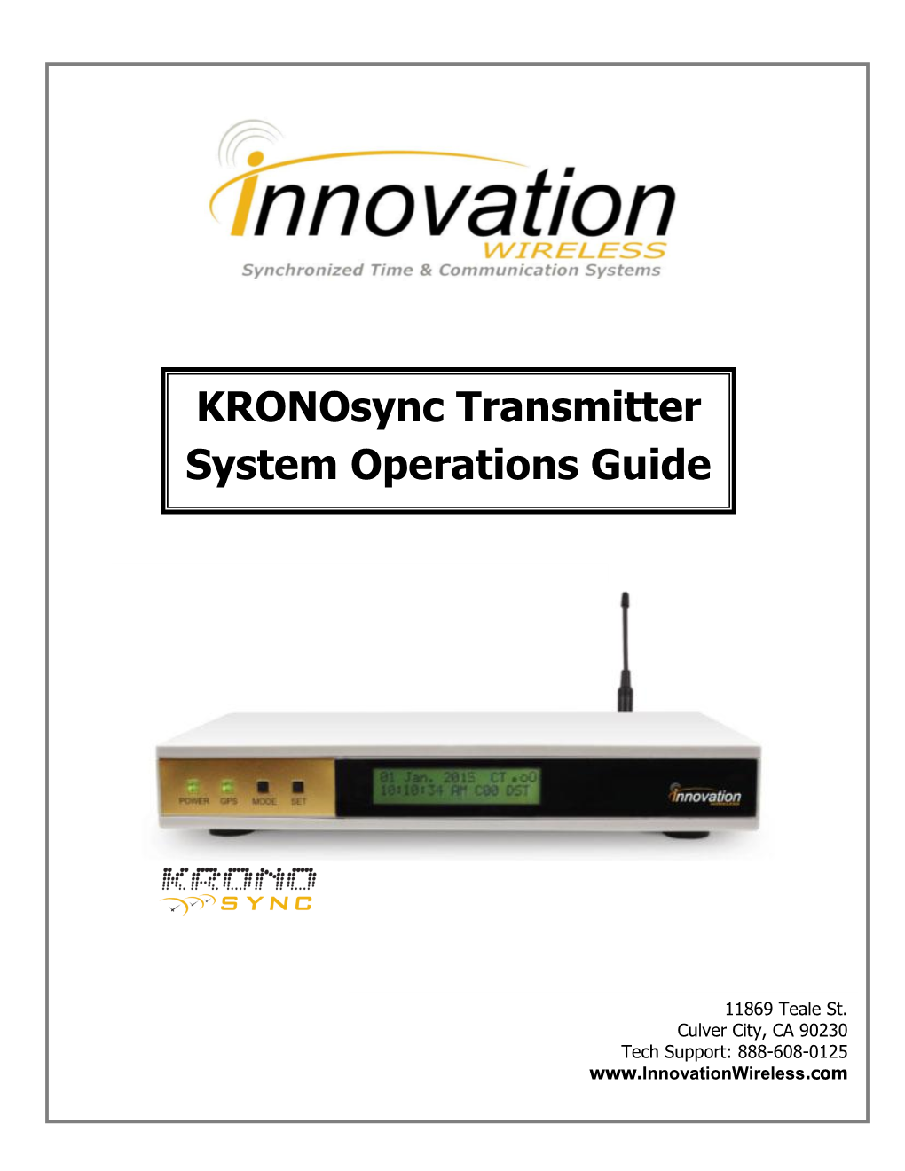 Kronosync® Transmitter Operations Guide