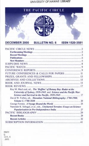 Bulletin No. 6 Issn 1520-3581