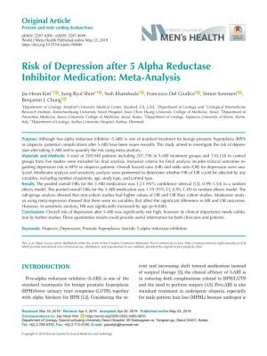 Risk of Depression After 5 Alpha Reductase Inhibitor Medication: Meta-Analysis