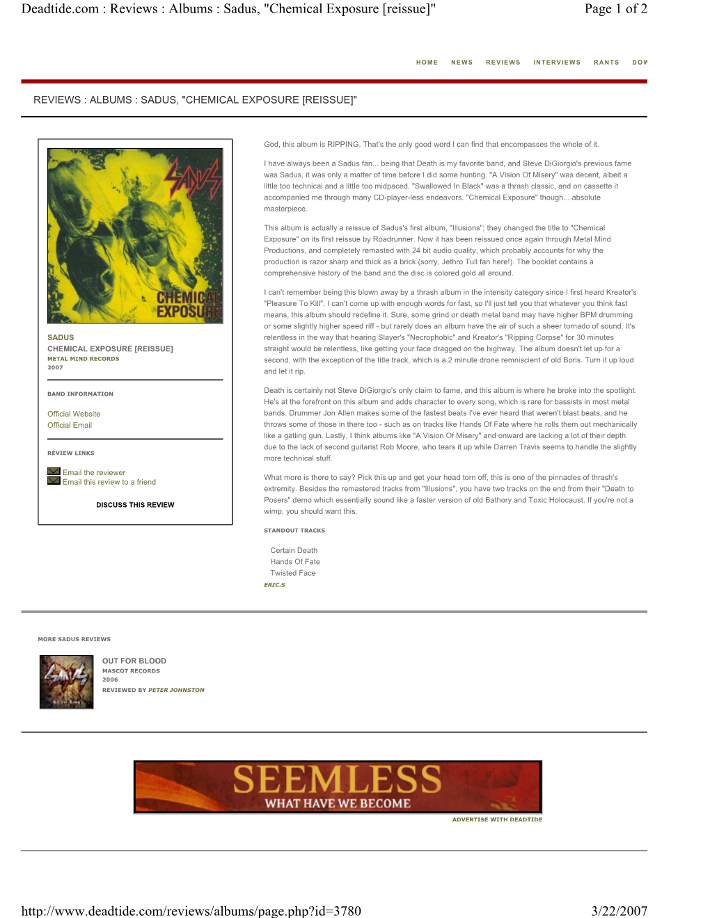 Page 1 of 2 Deadtide.Com : Reviews : Albums : Sadus, 