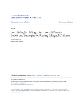 Somali Parents' Beliefs and Strategies for Raising Bilingual Children