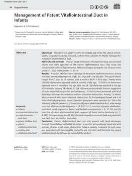 Management of Patent Vitellointestinal Duct in Infants