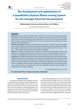 The Development and Optimisation of a Quantitative Physical Fitness Scoring System for Use Amongst Naval Service Personnel