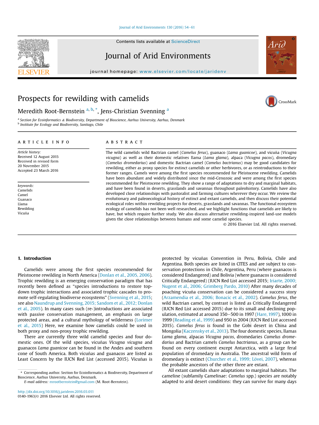 Prospects for Rewilding with Camelids