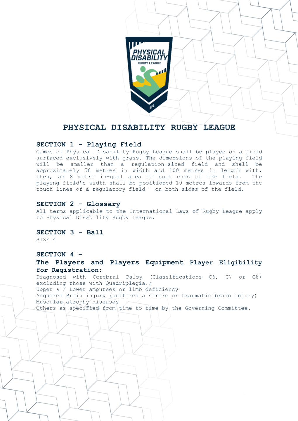 Physical Disability Rugby League