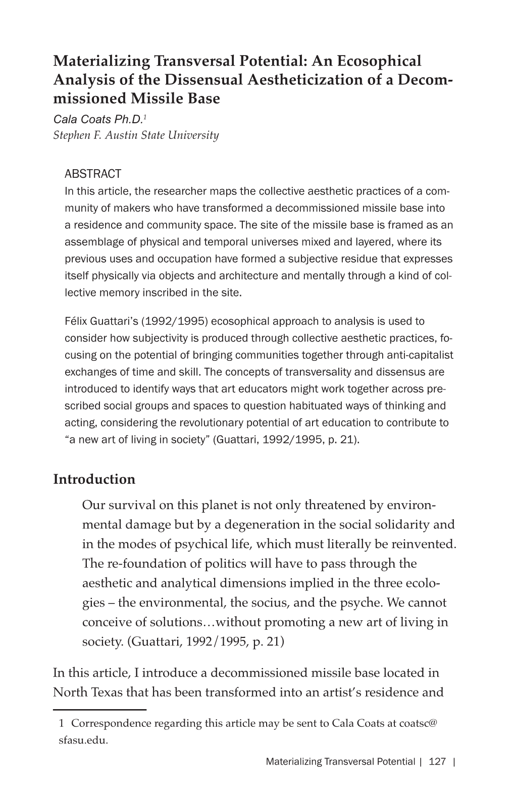 Materializing Transversal Potential: an Ecosophical Analysis of The