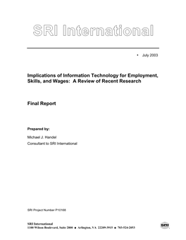 Implications of Information Technology for Employment, Skills, and Wages: a Review of Recent Research