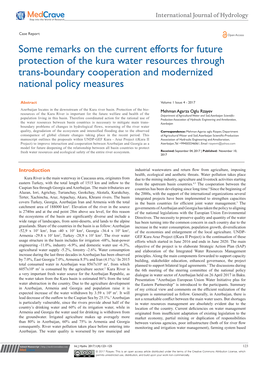 Some Remarks on the Current Efforts for Future Protection of the Kura Water Resources Through Trans-Boundary Cooperation and Modernized National Policy Measures