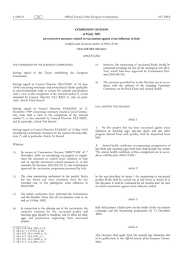 COMMISSION DECISION of 9 July 2002 on Restrictive