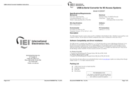 USB-To-Serial Converter for IEI Access Systems