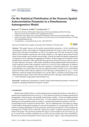 On the Statistical Distribution of the Nonzero Spatial Autocorrelation Parameter in a Simultaneous Autoregressive Model