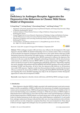 Deficiency in Androgen Receptor Aggravates the Depressive-Like