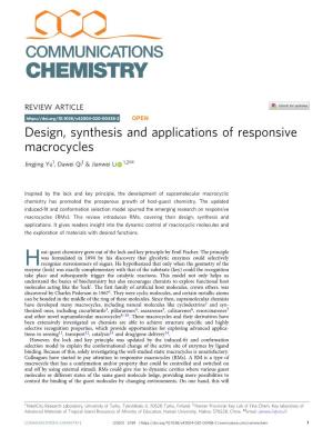 Design, Synthesis and Applications of Responsive Macrocycles