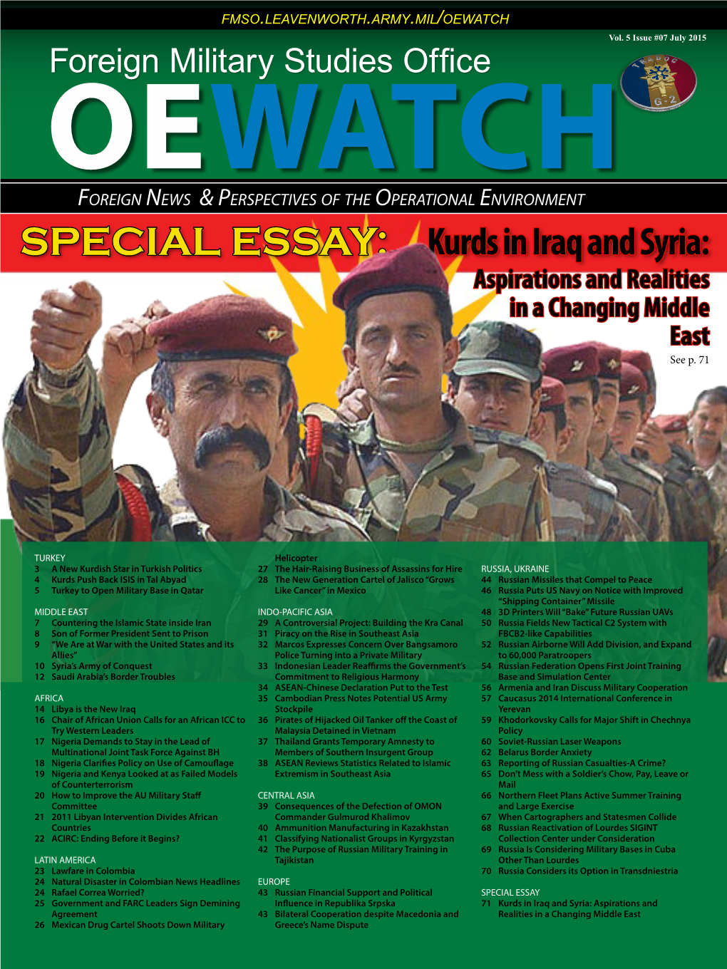 SPECIAL ESSAY: Kurds in Iraq and Syria: Aspirations and Realities in a Changing Middle East See P