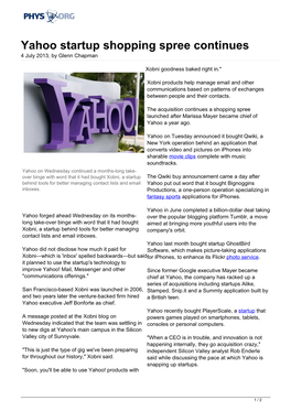 Yahoo Startup Shopping Spree Continues 4 July 2013, by Glenn Chapman