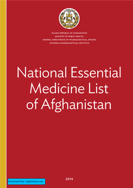 National Essential Medicine List of Afghanistan