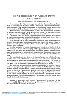 ON the COHOMOLOGY of FUCHSIAN GROUPS by S