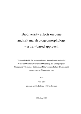 Biodiversity Effects on Dune and Salt Marsh Biogeomorphology – a Trait-Based Approach