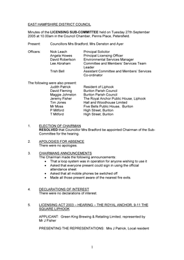 EAST HAMPSHIRE DISTRICT COUNCIL Minutes of The