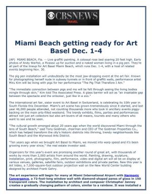 Miami Beach Getting Ready for Art Basel Dec. 1-4
