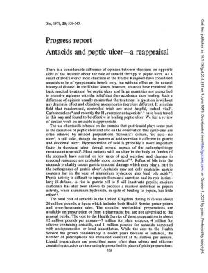 Progress Report Antacids and Peptic Ulcer-A Reappraisal