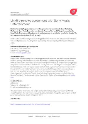 Linkfire Renews Agreement with Sony Music Entertainment