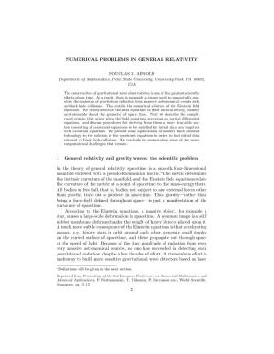 Numerical Problems in General Relativity
