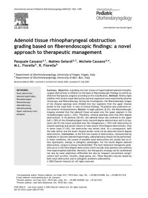 Adenoid Tissue Rhinopharyngeal Obstruction Grading Based on ﬁberendoscopic ﬁndings: a Novel Approach to Therapeutic Management