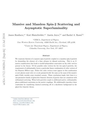 Massive and Massless Spin-2 Scattering and Asymptotic Superluminality