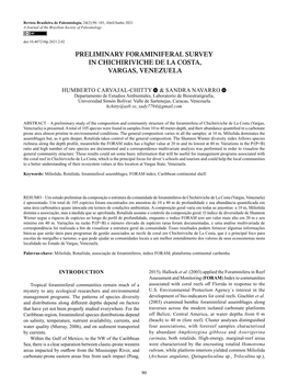 Preliminary Foraminiferal Survey in Chichiriviche De La Costa, Vargas, Venezuela
